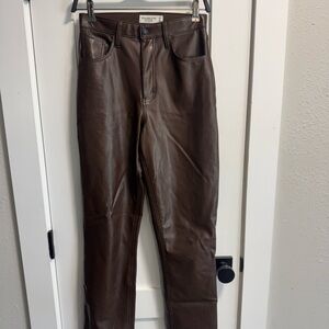 Abercrombie & Fitch Brown Faux Leather Ultra High-Rise Pants